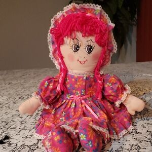 Pink Floral Rag Doll